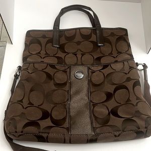 Coach purse. Large. Chocolate and dark brown.